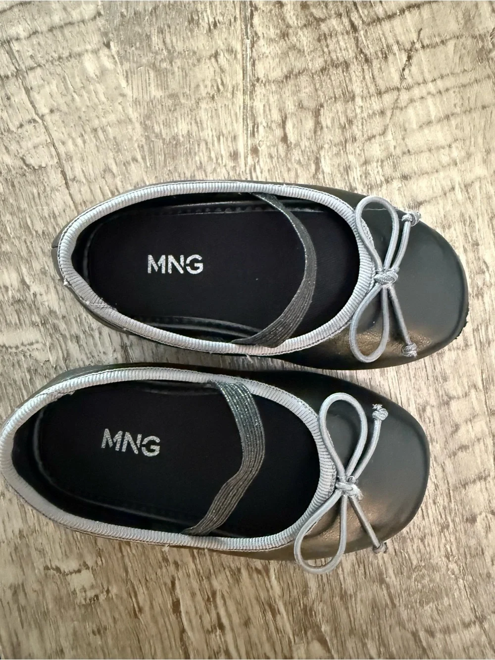 Mango Girls Gold and Black Bow Ballet Flats